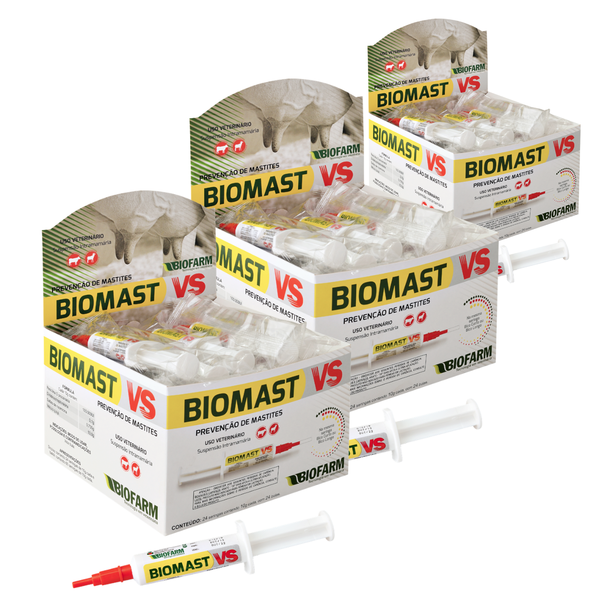Biomast VS - Antimastítico Intra - Kit com 3 Caixas de 24 Bisnagas
