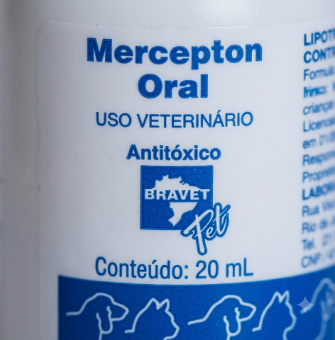 Mercepton Oral 20ml Bravet - Cães e Gatos - Antitóxico e Estimulante Digestivo