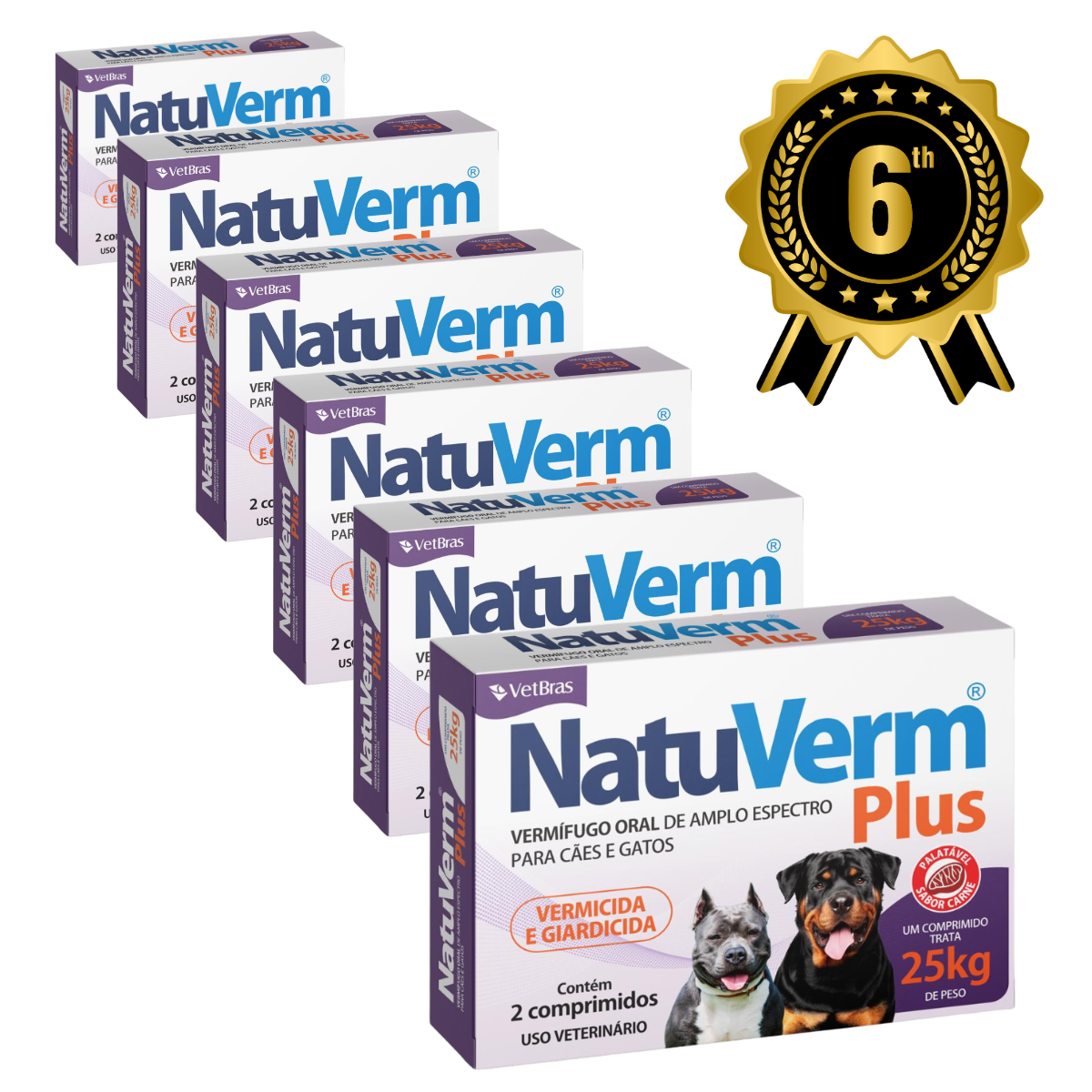 NATU VERM 25 KG PLUS - kit com 6 unidades