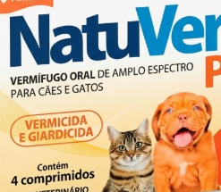 Natu Verm Plus Vetbras - Cães e gatos até 2kg - 4 Comprimidos, Vermífugo e Giardicida