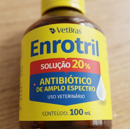 Enrotril Solução 20% 100ml Vetbras - Aves - Antibiótico para Doenças Respiratórias e Diarreias Infecciosas