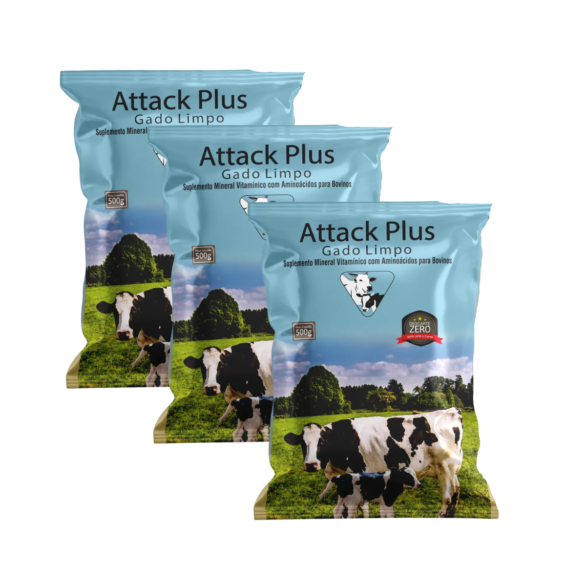 ATTACK PLUS GADO LIMPO 500G KIT C/03