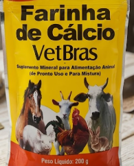 Farinha de Cálcio Vetbras 200g - Embalagem Pequena - Suplemento Mineral para Aves, Bovinos, Suínos, Ovinos, Caprinos e E