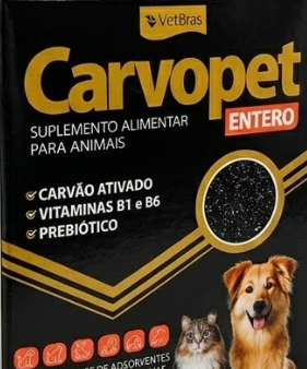Carvopet Vetbras 8g - Caixa com 12 Sachês - Cães e Gatos - Antitóxico à Base de Carvão Ativado