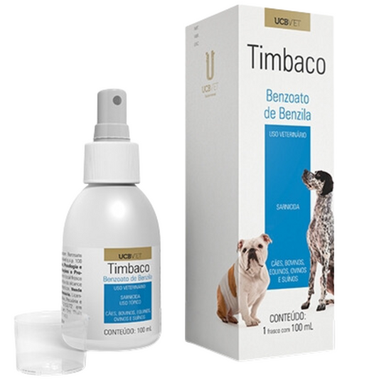 Timbaco Spray 100ml UCB - Cães - Sarnicida à Base de Benzoato de Benzila