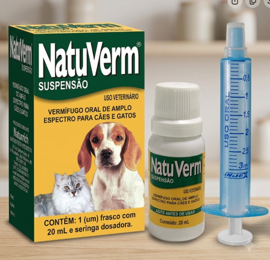 Natu Verm Suspensão Vetbras 20ml - Vermífugo para Cães e Gatos