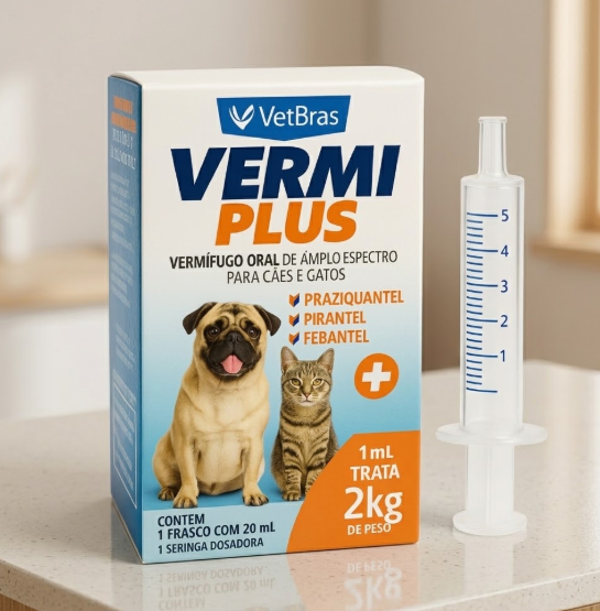 VermiPlus Vetbras 20ml - Vermífugo Oral de Amplo Espectro