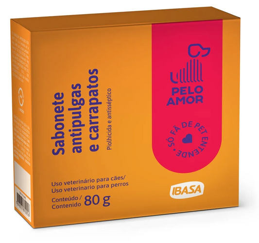 Sabonete Antipulgas Ibapet 80g Ibasa - Cães - Antiparasitário e Antisséptico à Base de Permetrina