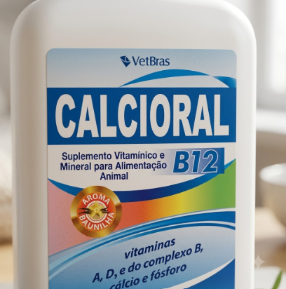 Calcioral B12 Vetbras 1L - Frasco Econômico - Suplemento Vitamínico e Mineral Multiespécie