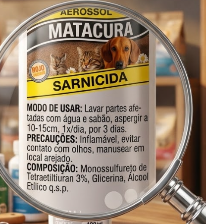 Aerossol Matacura Sarnicida 100ml - Tratamento da Sarna Sarcóptica em Cães e Gatos