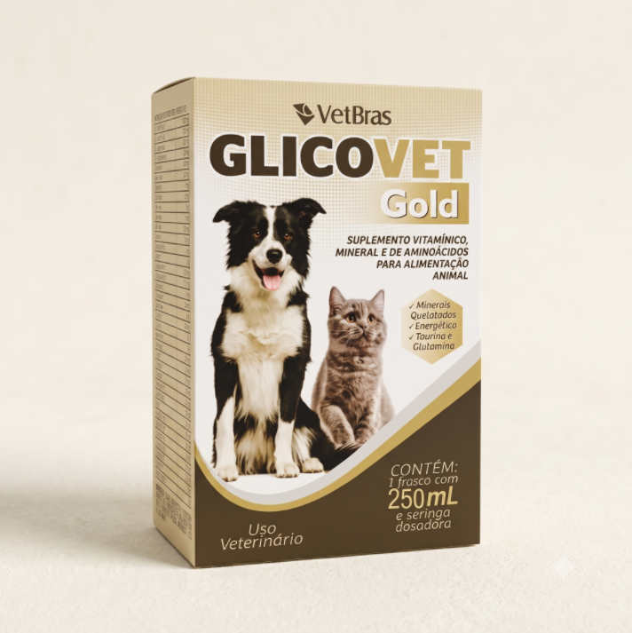 Glicovet Gold Vetbras 250ml - Suplemento Mineral, Vitamínico e de Aminoácidos