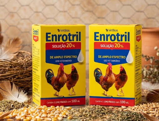 Kit Enrotril Solúvel 20% 100ml Vetbras c/2 - Aves - Antibiótico para Doenças Respiratórias e Diarreias Infecciosas