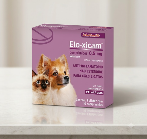 Elo-Xicam 0,5mg Chemitec 10 Comprimidos - Cães e Gatos - Anti-inflamatório à Base de Meloxicam