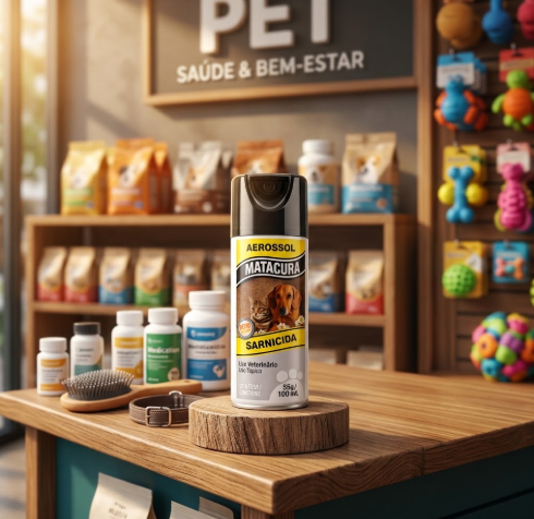 Aerossol Matacura Sarnicida 100ml - Tratamento da Sarna Sarcóptica em Cães e Gatos