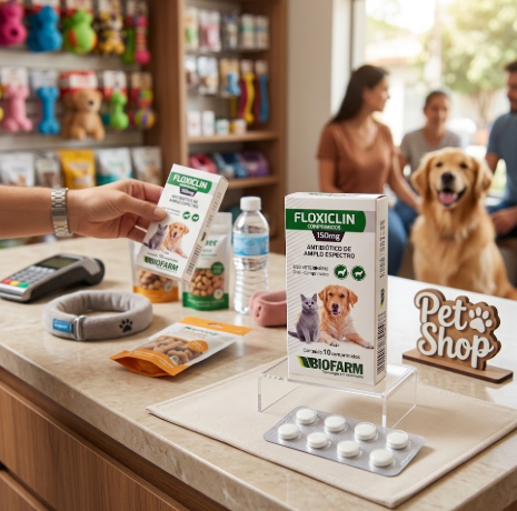 Floxiclin 150mg Biofarm 10 Comprimidos - Cães e Gatos - Antibiótico à Base de Enrofloxacino