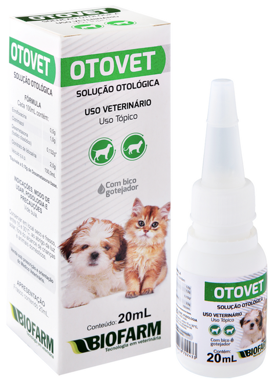 Otovet Biofarm 20ml - Solução Otológica para Cães e Gatos