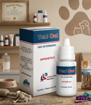 Vetol Solução Oral 20ml Lema - Cães e Gatos - Antiemético à Base de Metoclopramida
