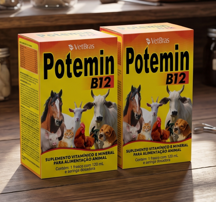 Potemin B12 Vetbras 120ml Kit com 2 Unidades - Suplemento Vitamínico e Mineral
