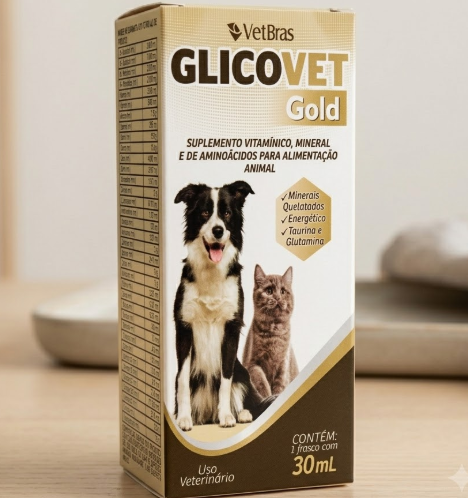Glicovet Gold Vetbras 30ml - Suplemento Mineral, Vitamínico e de Aminoácidos