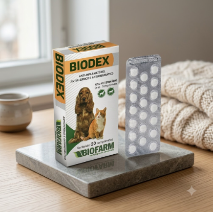 Biodex Pet Biofarm 20 Comprimidos - Cães e Gatos - Anti-inflamatório à Base de Dexametasona