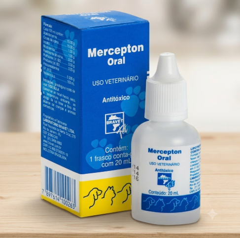 Mercepton Oral 20ml Bravet - Cães e Gatos - Antitóxico e Estimulante Digestivo