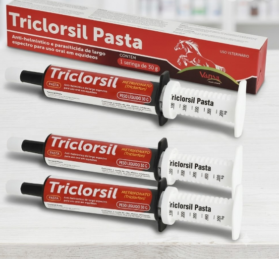 Triclorsil Pasta Vansil 30g, Kit com 3 Unidades, Vermífugo Antiparasitário de Amplo Espectro