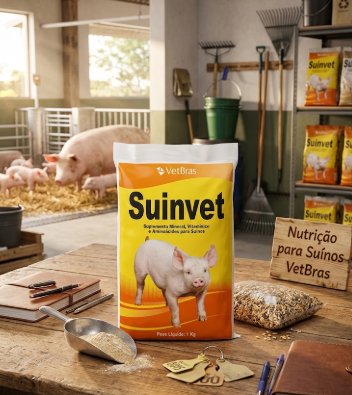 Suinvet Vetbras 1kg - Suplemento Mineral e Vitamínico para Suínos