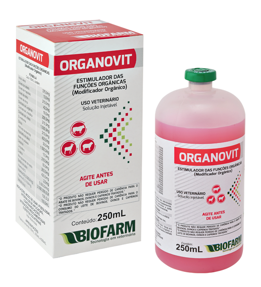 Organovit 250ml Biofarm - Promotor de Crescimento para Bovinos e Caprinos