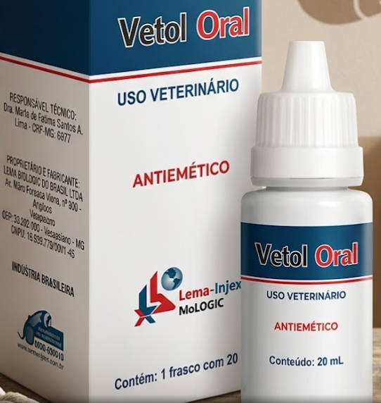 Vetol Solução Oral 20ml Lema - Cães e Gatos - Antiemético à Base de Metoclopramida