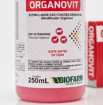 Organovit 250ml Biofarm - Promotor de Crescimento para Bovinos e Caprinos