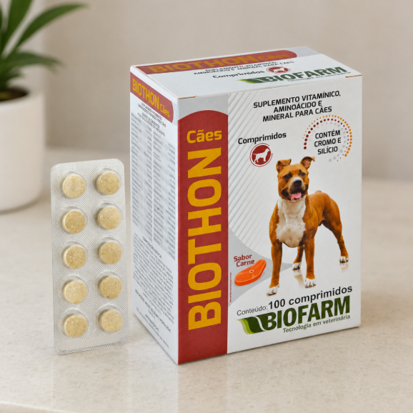 Biothon Cães 100 Comprimidos Biofarm - Suplemento de Aminoácidos, Vitaminas e Minerais