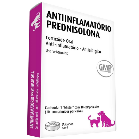 Prednisolona 20mg 10 Comprimidos - Cães e Gatos - Anti-inflamatório Glicocorticoide