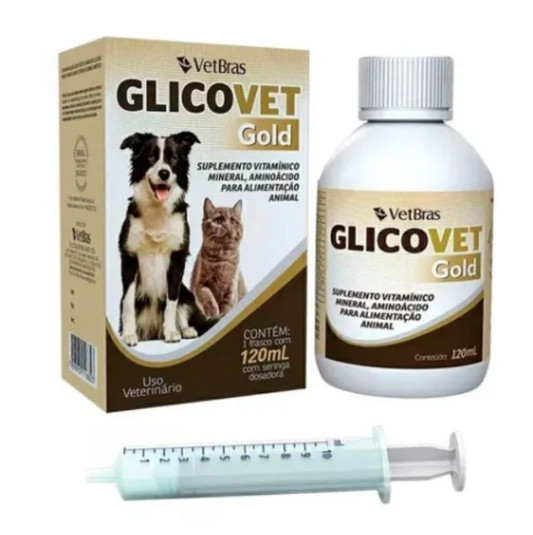 Glicovet Gold Vetbras 120ml - Suplemento Mineral, Vitamínico e de Aminoácidos