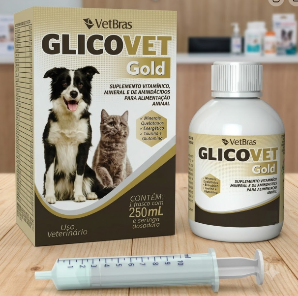 Glicovet Gold Vetbras 250ml - Suplemento Mineral, Vitamínico e de Aminoácidos
