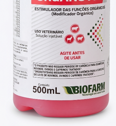 Organovit 500ml Biofarm - Regulador do Metabolismo para Bovinos e Caprinos