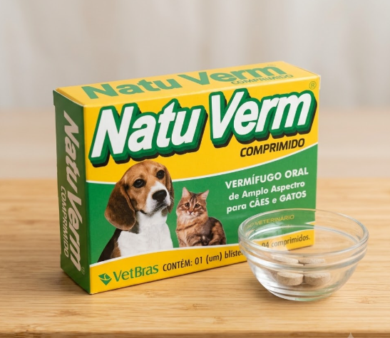 Natu Verm Vetbras 4 Comprimidos - Vermífugo para Cães e Gatos