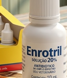 Enrotril Solução 20% 10ml Vetbras - Frasco Pequeno - Antibiótico para Aves