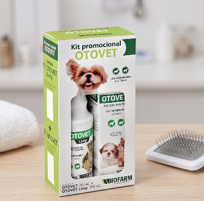Kit Otovet Biofarm Tratamento e Limpeza Auricular para Cães e Gatos