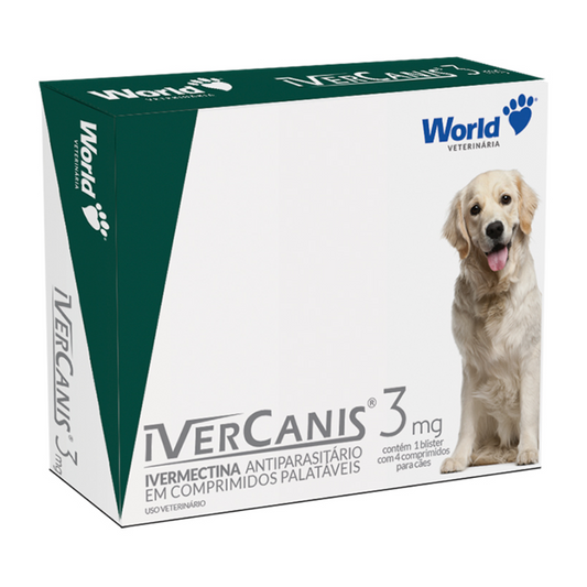 Ivercanis 3mg World Veterinária - Cães até 15kg - Sarnicida e Antiparasitário