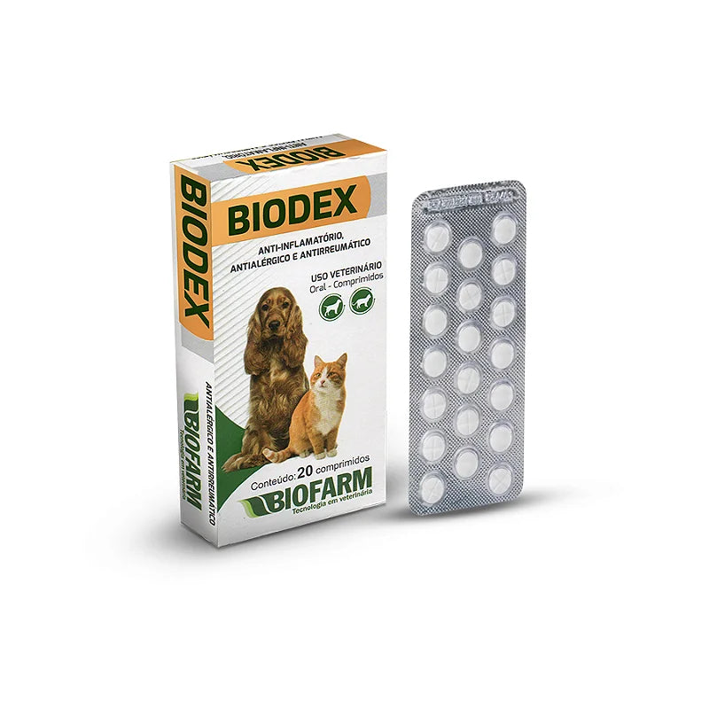 Biodex Pet Biofarm 20 Comprimidos - Cães e Gatos - Anti-inflamatório à Base de Dexametasona